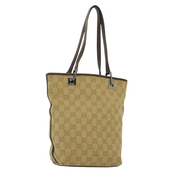 GUCCI GG Canvas Tote Bag Beige Silver - Picture 1 of 16